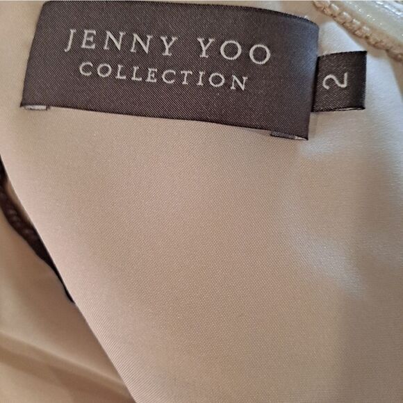 JENNY YOO Collection Champange Gold Lace Mini Dress Size 2 - Picture 4 of 4